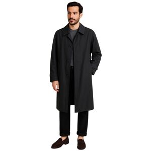 Rare Vintage Bill by Bill Blass Mens Trench Coat Wool Single Breast Zip Away 46L